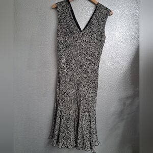 Jones New York 100% Silk Black Printed Midi Dress   Size 12